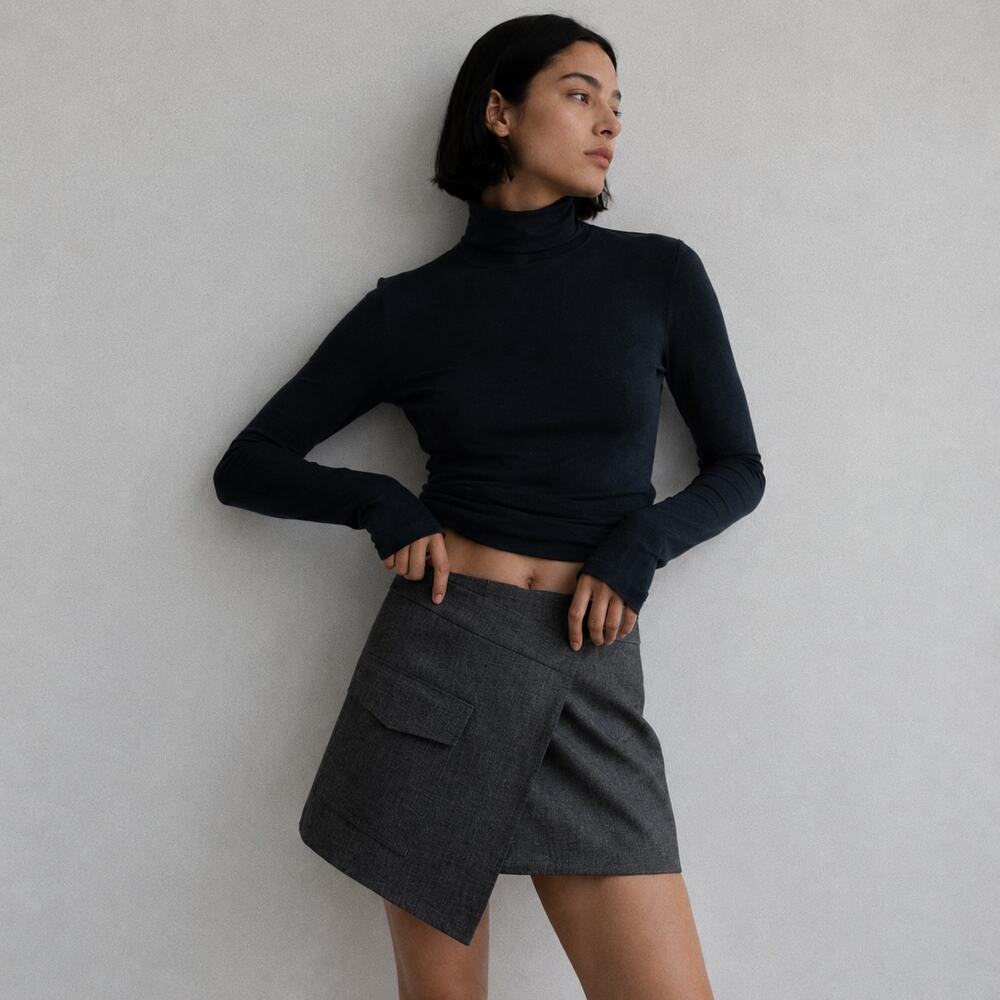 Aritzia Babaton Happy Hour Skirt Womens 8 Gray Cargo Wrap Tailored Mini